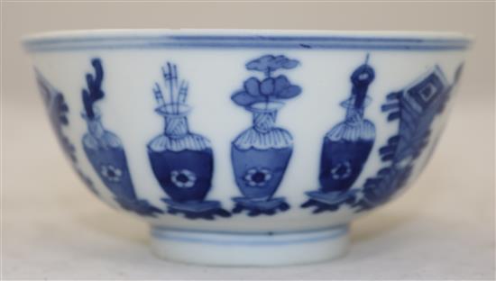 A Chinese blue and white bowl, Chenghua mark, late 19th century, diameter 12cm